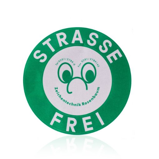 Bild von Reflexfolie grün, Aufschrift „STRASSE FREI“