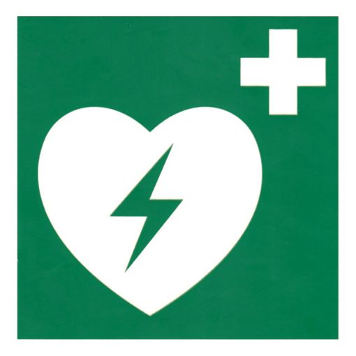 Bild von Hinweisschild zur Kennzeichnung von AED-Geräten. Selbstklebend, nachleuchtend, 1