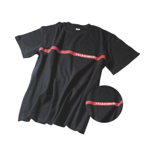 Bild von T-Shirt, schwarz mit rotem Streifen