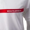 Bild von Poloshirt, weiß mit rotem Streifen