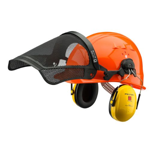 Bild von Waldarbeiter-Helm mit Nylongitter-Gesichtsschutz