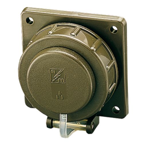 Bild von Bajonett-Verschlussdeckel am Band Schuko-Anbausteckdose, bronzegrün