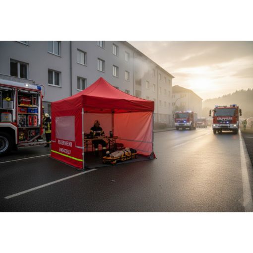 Bild von Faltzelt Trendline Plus 33, rot, mit Seitenwände, mit Druck