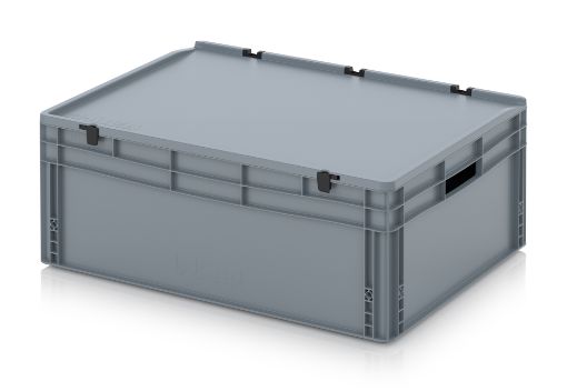 Bild von Eurobox 800x600x335, Handgriffe geschlossen, mit Scharnierdeckel